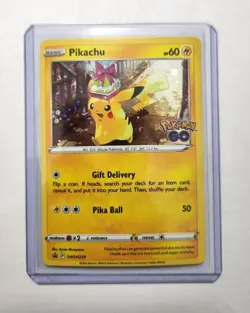 Pikachu Gift SWSH234 Holo Pokemon Go Ultra Rare Cosmos Holo + Top Loader - Image 1