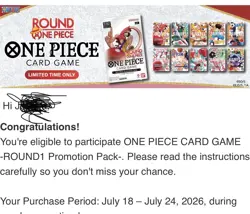 Pre sale!Bandai One Piece Card Game ROUND1 Promo Pack English 1 Card Sealed Pack - Image 3
