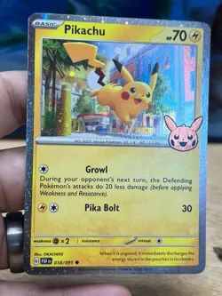 Trick or Trade BOOster 2024 Pikachu 018/091 Pokemon (Cosmos Holo Swirl) NM/M - Image 1