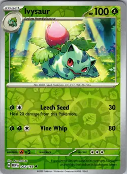 Ivysaur 002/165 Uncommon 151 Pokemon Reverse Holo Near Mint - Image 1
