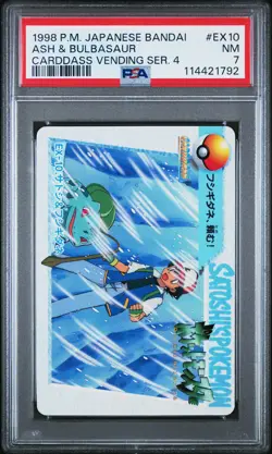 PSA 7 Ash & Bulbasaur EX10 Pokemon Bandai Carddass Vending Series 4 - Image 1
