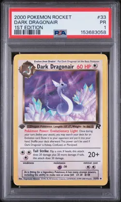 PSA 1 1ST EDITION 2000 Team Rocket Dark Dragonair 33/82 Non Holo Pokemon - Image 1