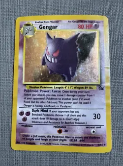 Gengar - 5/62 Fossil Unlimited Holo Rare Pokemon - DMG - Image 1