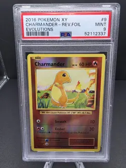 2016 Pokemon XY Evolutions Reverse Foil Holo Charmander #9 PSA 9 - Image 1