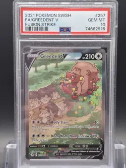 PSA 10 Greedent V 257/264 Alternate Alt Full Art Pokemon SWSH Fusion Strike 2021 - Image 1