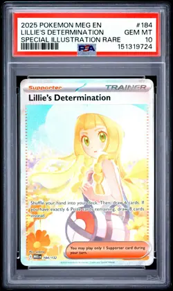 2025 POKEMON MEG EN-MEGA EVOLUTION #184 LILLIE'S DETERMINATION PSA 10 - Image 1