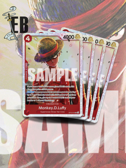 One Piece! 4x Monkey D Luffy OP12-015 SR - NM/Mint - English - Playset - Image 1