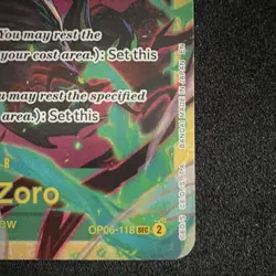Bandai One Piece CCG Roronoa Zoro OP06-118 SEC Non-Foil English - Image 2