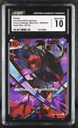 2025 One Piece Japanese Shanks (SP) OP06-007 PRB-02 Foil CGC Gem Mint 10 - Image 1