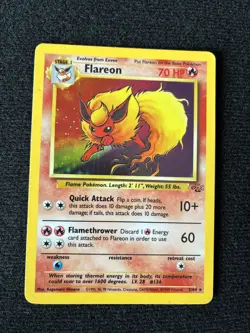 Pokemon TCG Flareon Holo Card Base Set Jungle, 3/64 Unlimited - Image 1