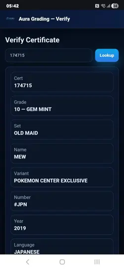 Mew Pokemon Center Old Maid Babanuki 2019 AURA 10 GEM MINT Graded Card - Image 3