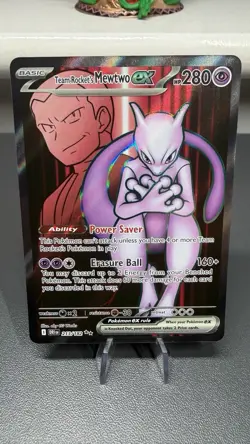 Team Rocket's Mewtwo EX 213/182 Destined Rivals Pokemon Card TCG Full Art - Image 1