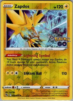 Zapdos 029/078 Reverse Holo Pokemon GO - Pokemon Card - NM - Image 1