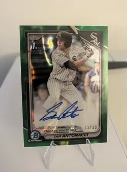 2024 Bowman Draft Chrome 1st Sam Antonacci Green Lava Auto 33/99 White Sox - Image 1