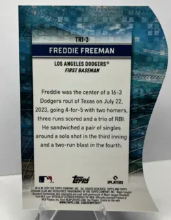 2024 Topps Stadium Club Triumvirates Insert - Freddie Freeman TRI-3 Dodgers MLB - Image 2