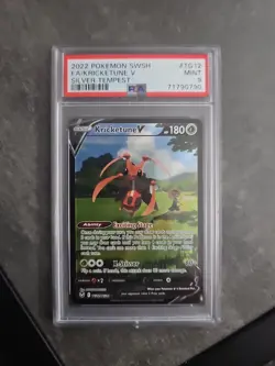 2022 Pokemon SWSH Full Art Kricketune V Silver Tempest TG12/TG30 - PSA 9 MINT - Image 1