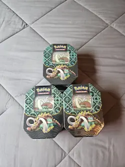 Pokemon TCG Paldean Fates - Great Tusk ex Tin - Sealed - Image 1