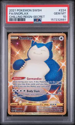 2021 POKEMON SWORD & SHIELD CHILLING REIGN SECRET #224 FULL ART/SNORLAX PSA 10 - Image 1