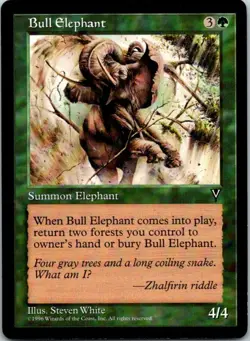 Bull Elephant Magic The Gathering Visions Card Light Play X1 - Image 1