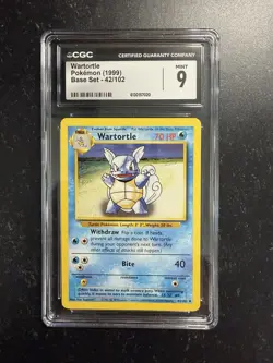 CGC 9 Wartortle Base Set Pokemon Card 42/102 Non-Holo 1999 WOTC NM - Image 1