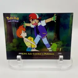 Ash Catches A Pokemon EP3 Foil Blue Logo Topps TV Animation Edition NM Vintage - Image 1