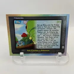 Ash Catches A Pokemon EP3 Foil Blue Logo Topps TV Animation Edition NM Vintage - Image 2