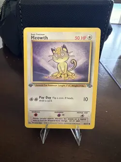 Pokemon Meowth 1st Edition Jungle Card 56/64 Vintage, Near Mint Condition - Image 1