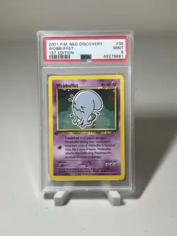 Pokemon Neo Discovery Wobbuffet 35/75 Regular(not holo) Rare PSA 9 1st Edition - Image 1