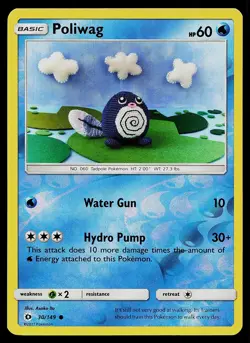 Pokemon Card SM Base Set Poliwag 30/149 Common Reverse Holo - Image 1