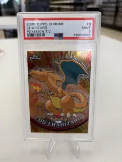 2000 Topps Chrome Charizard #6 Pokemon TV Mint PSA 9 - Image 1