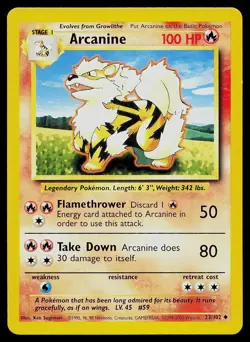 Pokemon Card Base Set Arcanine 23/102 Uncommon 1999-2000 4th Print UK Exclusive - Image 1