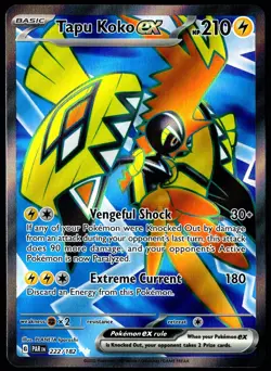 Pokemon TCG Tapu Koko ex 222/182 2023 Paradox Rift Ultra Rare Card - LP - Image 1