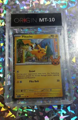 Mint 10 Graded Pikachu Cosmos Holo 018/091 Trick or Trade Pokemon Card Cute - Image 1