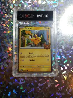 Mint 10 Graded Pikachu Cosmos Holo 018/091 Trick or Trade Pokemon Card Cute - Image 3