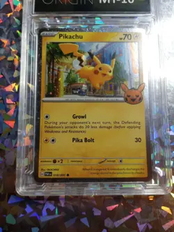 Mint 10 Graded Pikachu Cosmos Holo 018/091 Trick or Trade Pokemon Card Cute - Image 4