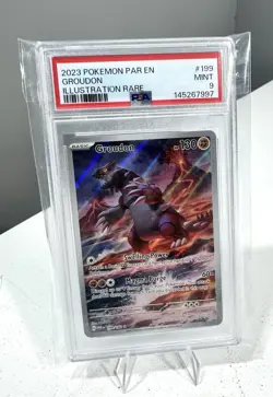 2023 Pokemon PSA 9 Groudon #199/182 S&V Paradox Rift Illustration Rare IR Mint - Image 1