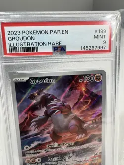 2023 Pokemon PSA 9 Groudon #199/182 S&V Paradox Rift Illustration Rare IR Mint - Image 2