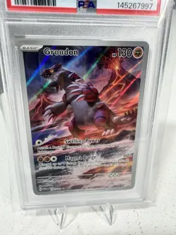 2023 Pokemon PSA 9 Groudon #199/182 S&V Paradox Rift Illustration Rare IR Mint - Image 3