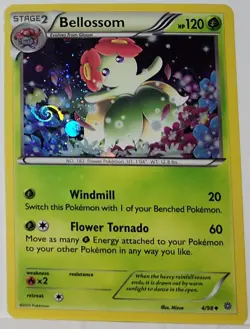HD Swirl 🌀 Bellossom 4/98 Cosmos Holo Heavily Bleed Error Rare Pokemon TCG ✨ - Image 1