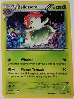 HD Swirl 🌀 Bellossom 4/98 Cosmos Holo Heavily Bleed Error Rare Pokemon TCG ✨ - Image 3