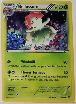 HD Swirl 🌀 Bellossom 4/98 Cosmos Holo Heavily Bleed Error Rare Pokemon TCG ✨ - Image 4