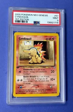2000 Pokemon Neo Genesis Cyndaquil 1st Edition #57 PSA 9 MINT - Image 1