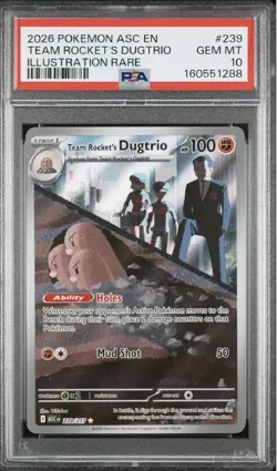 2026 POKEMON ASC EN-ASCENDED HEROES #239 TEAM ROCKET'S DUGTRIO PSA 10 - Image 1
