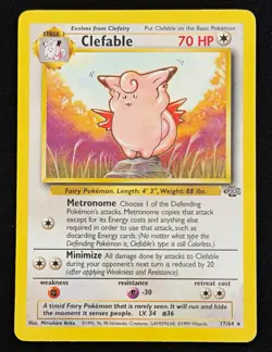 Clefable Jungle 17/64 Rare Regular Unlimited 1999 English Pokemon TCG WOTC - Image 1
