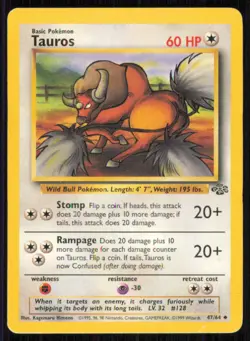 Tauros 47/64 Uncommon Jungle Pokemon Unlimited Lightly Played - Image 1