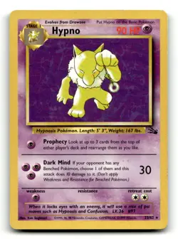 Hypno 23/62 Rare Fossil Pokemon Unlimited HP - Image 1
