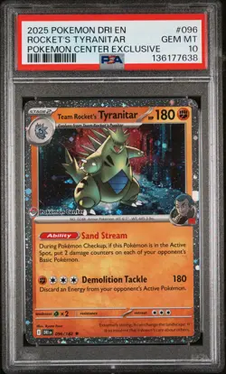 2025 POKEMON DRI EN-DESTINED RIVALS #096 TEAM ROCKET'S TYRANITAR PSA 10 - Image 1