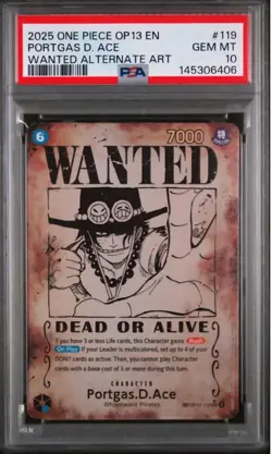 PSA 10 Port gas D. Ace Wanted Poster ERROR OP13-119 Alternate One Piece English - Image 3