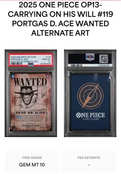 PSA 10 Port gas D. Ace Wanted Poster ERROR OP13-119 Alternate One Piece English - Image 5