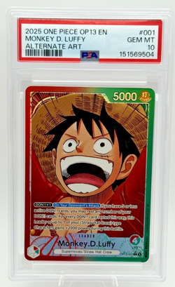 2025 Monkey D. Luffy Alt Art OP13-001 Leader PSA 10 Gem Mint English - Image 1